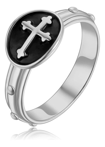 French Rosary Cross Ring For Women Praying Jewelry Silver/go