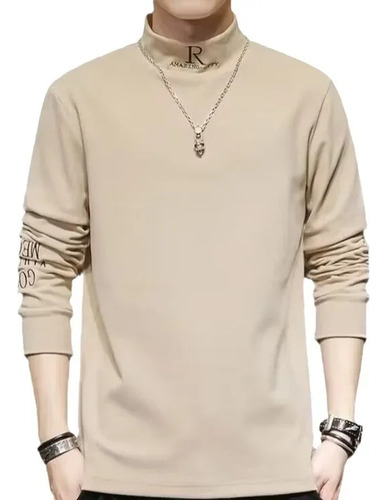 Camiseta De Manga Larga Con Cuello Medio Alto De Forro Polar