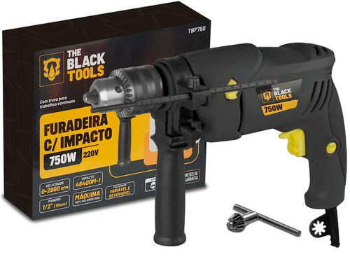 Furadeira De Impacto Profissional 1/2 Pol 13mm 750w 220v Tbf750 The Black Tools