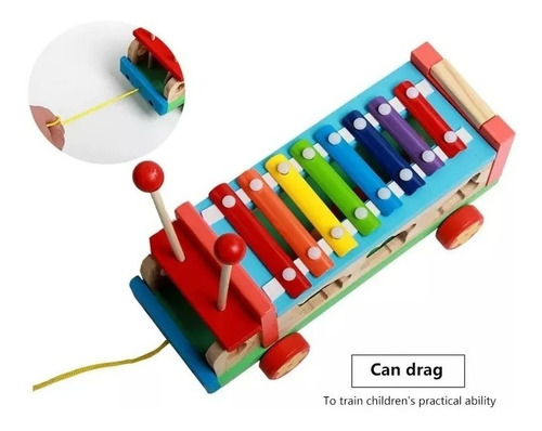 Juguete Xilófono Camión Arrastre Y Encaje Madera Montessori