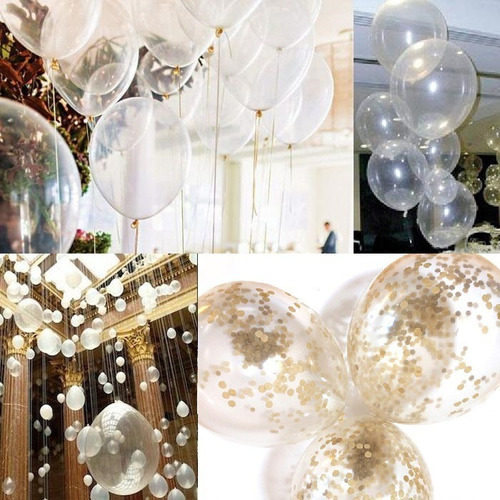 10 Globos Cristal Transparentes Latex 14puLG Deco