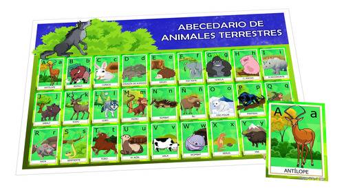 Abecedario De Animales Ilustrado Más Tarjetas