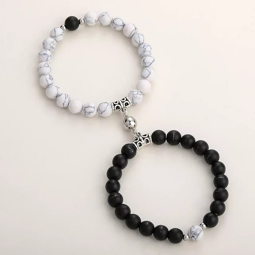 Imagen 9 de 10 de Pulseras De Pareja Piedra Natural Imán Regalo San Valentín