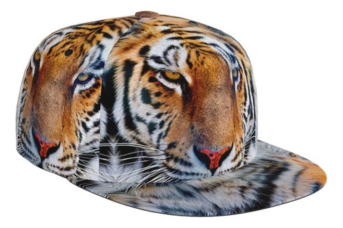 Gorra De Béisbol Con Diseño De Tigre, De Ala Plana