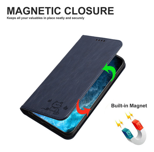 Funda De Piel Estampada Para Motorola G34/e14 4g, G04s, 4g, Bloqueo De Tarjetas, Ranuras Para Tarjetas