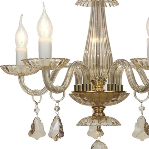 Imagen 3 de 8 de Candil Cristal Vintage Clásico Ámbar E12 40w 5 Luces