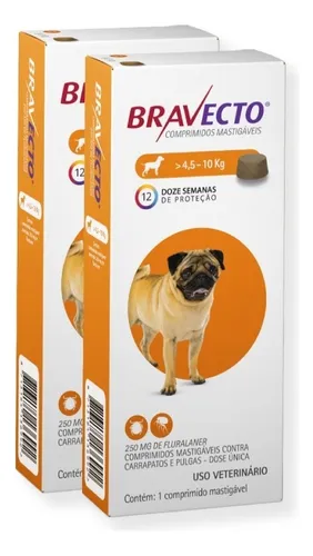 comprar Kit 2 Antipulgas E Carrapatos Bravecto Msd De 4,5 A 10 Kg Cor Laranja