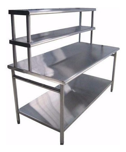 Mesa Cocina Chef Acero 2 Repisa 2.10x70x90 Ll. Xavi