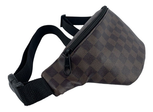 Bolsa Pochete De Cintura Ombro Transversal Necessaire Cor Marrom Desenho do tecido Xadrez