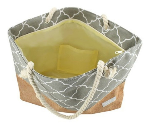 Imagem 2 de 6 de Bolsa De Praia Feminina Amplo Espaço Interno Nylon Cor Cinza