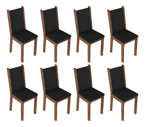 Sala jantar mesa tampo MDJA080007D8PT vidro 8 cadeiras cor rustic e preto