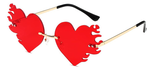 Jovakit Gafas De Sol Con Forma De Corazón De Fuego Para Sin