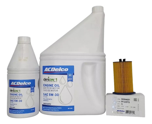 Filtro Aceite Chevrolet Cruze 1.8 + Aceite Sintetico Acdelco