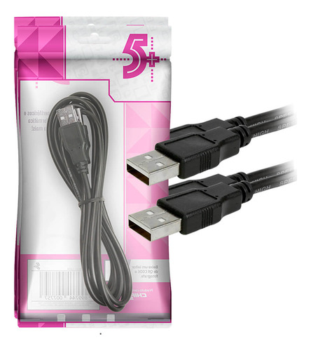 Cabo Usb 2.0 - Usb A Macho + Usb A Macho 2.0 - 1,80m - Preto - 5+