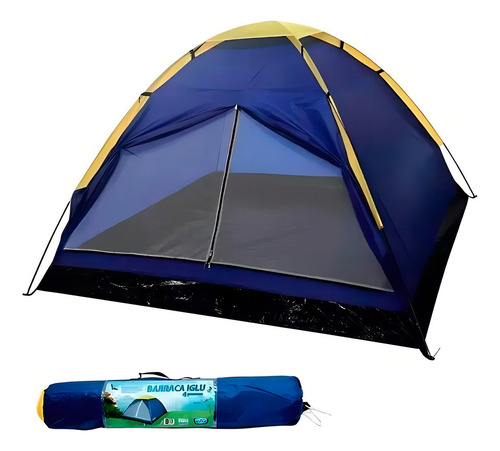 Kit Barraca Iglu 4 Pessoas + Colchão Inflável Casal + Bomba