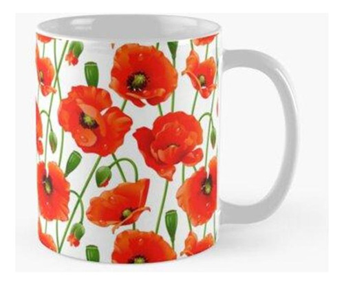 Taza Hermosas Flores Rojas De Amapola Calidad Premium