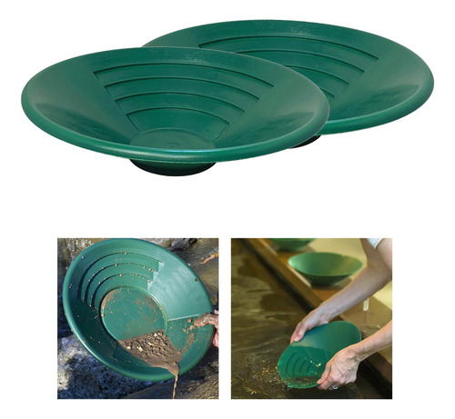2x 15 Pulgadas Plástico Dual Riffle Gold Pan Dragado