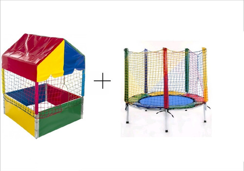 Piscina De Bolinhas 1,0x1,0+500 Bolinha+2cama Elástica 1,40m