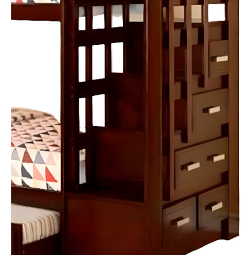 Cama Cucheta Escalera Lateral Con Cajones 1-1/2 Plaza Marrón Oscuro Camarote Con Escalera (Usado)