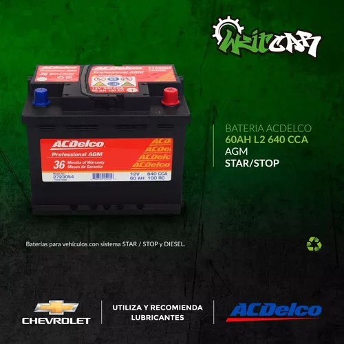 Batería ACDelco 70 ah positivo derecho AGM - Chile Baterías