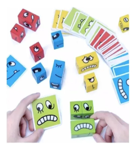 Juego De Mesa Puzzle Bloques De Expresiones En Madera Niños
