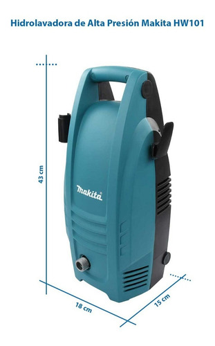 Imagen 7 de 8 de Hidrolavadora eléctrica Makita HW101 turquesa de 1.3kW con 100bar de presión máxima 127V