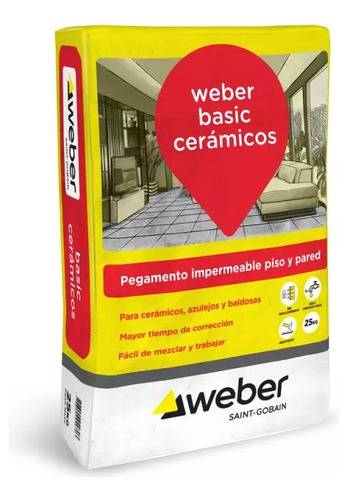 Imagen 1 de 10 de Weber Basic Pegamento Ceramicas Adhesivo 25 Kg.