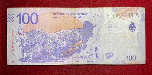 Billete 100 Pesos Taruca Reposición 2018/2019 Bottero 5404 (Usado)