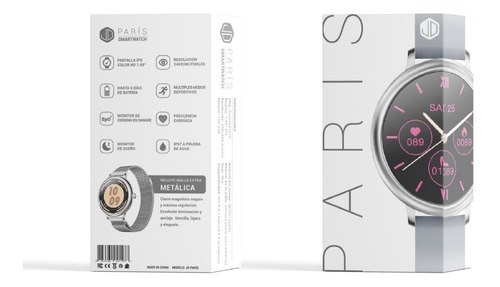 Imagen 5 de 7 de Smartwatch Reloj Inteligente Jd Paris Plata + Malla +cuota-*