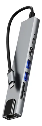 D Multipuertos De Adaptador De Concentrador Ethernet Tipo C,