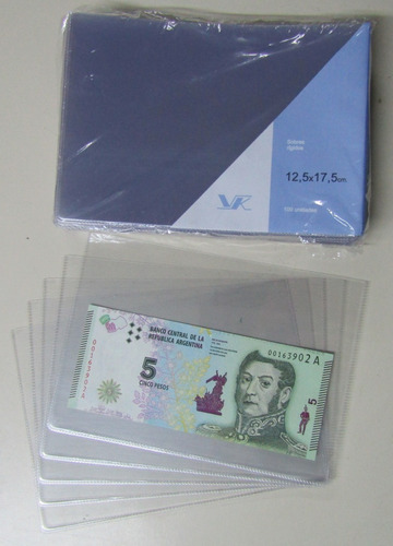 10 Sobres Plásticos Protector Billetes 12.5 X 17.5 Marca Vk