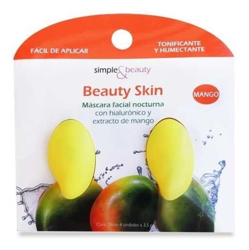 Mascarilla facial para piel todo tipo de piel Simple & Beauty Máscaras nocturnas de mango 3.5g y 3.5mL