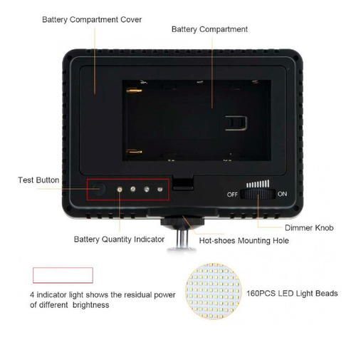 Foco Led De 160 Luces Para Fotografía Y Videos | Filtros +