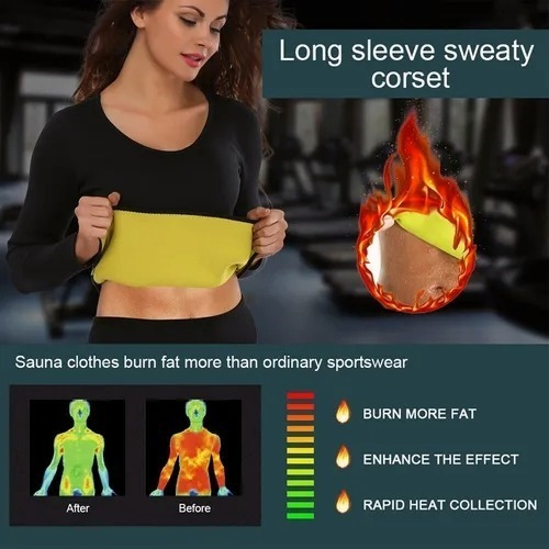 Imagen 8 de 9 de Traje De Sauna,manga Larga Adelgazante,body De Neopreno