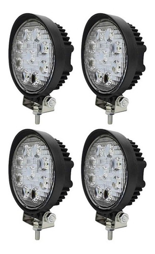 Kit X4 Faro Auxiliar Reflector 4x4 Led Off Road 27w Redondo