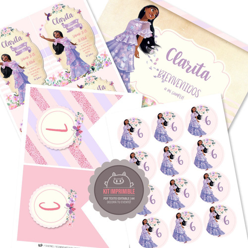 Kit Imprimible Textos Editable Encanto Isabella!