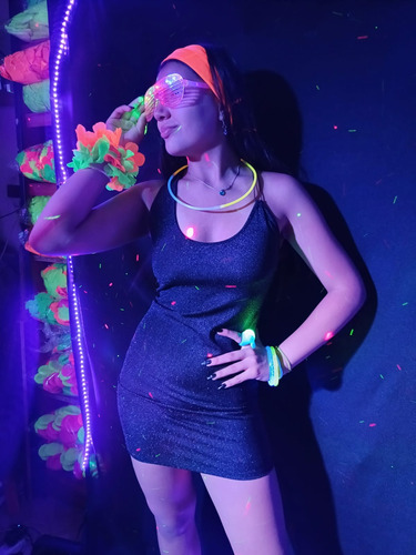 4 Vinchas Elástica De Tela Fluo Cotillón Para Fiesta Fluo Varios Colores Fluo