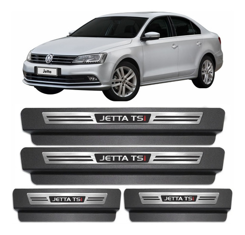 Kit Adesivo Soleira Premium Jetta Tsi Aço Escovado Ou Preto