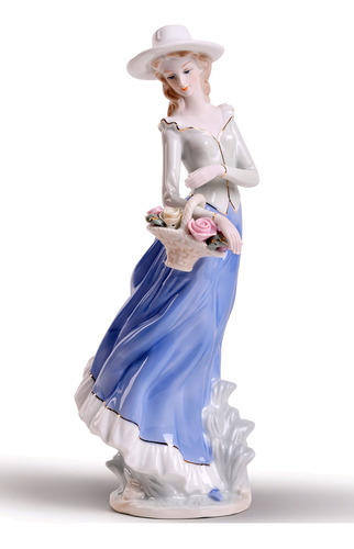 Mtme Figura Porcelana Mujer Flor Estatua Esculpida Articulo