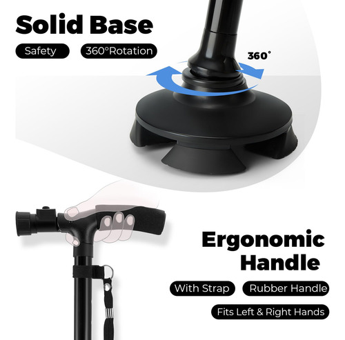 Bastón Plegable Con Luz Led Ajustable Y Portátil Para Camina
