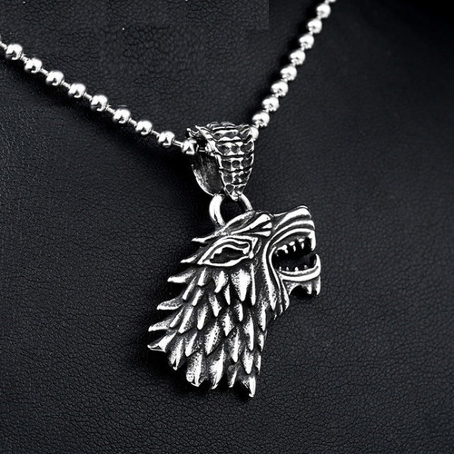 Collar Acero Inoxidable Game Of Thrones Lobo Stark Hombre