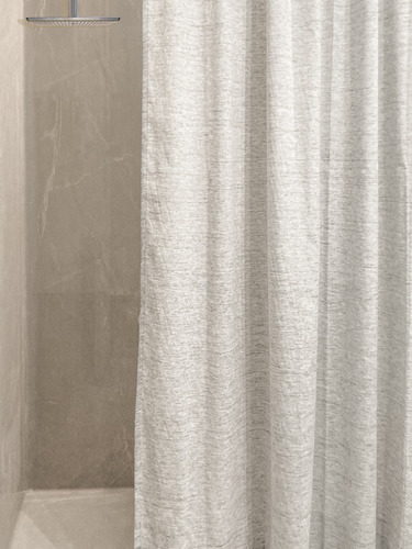 Imagen 5 de 5 de Cortina De Baño Tela Lino + Ganchos + Protector