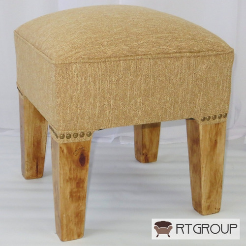 Imagen 3 de 10 de Banqueta Puff Cubo Chenille Lola Importado Roble Fábrica