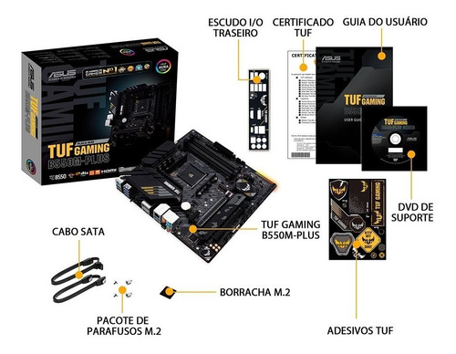 Imagem 7 de 10 de Placa Mãe Asus Tuf Gaming B550m-plus, Chipset B550, Amd Am4