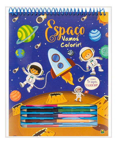 Livro Vamos Colorir! Espaço de Brijbasi Art Press Ltd Capa Dura Edição 1 em Português 2024 Editora Brasileitura