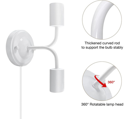 Feyaim Lámpara De Pared Industrial Con Cable De Enchufe De 5