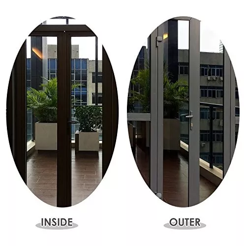 One Way Mirror Window Film Daytime Privacy Heat Control Film Solar Film Non-Adhesive Window Tint for Home and Office Black & Silver 6 Mil 23.6 Inch