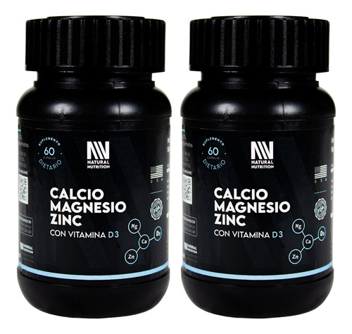 Natural Nutrition X2 Calcio Magnesio Zinc D3 Suplemento 3c Sabor Ca Mg Zn D3