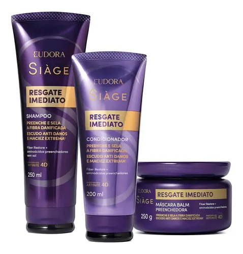Eudora Siàge Resgate Imediato: Shampoo+condicionador+máscara