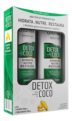  Kit Shampoo E Condicionador Detox Óleo De Coco Hidrata Nutre